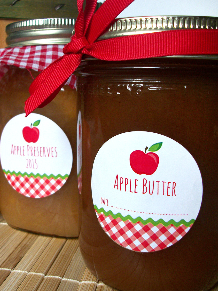 Gingham Apple Butter Canning Jar Labels | CanningCrafts.com