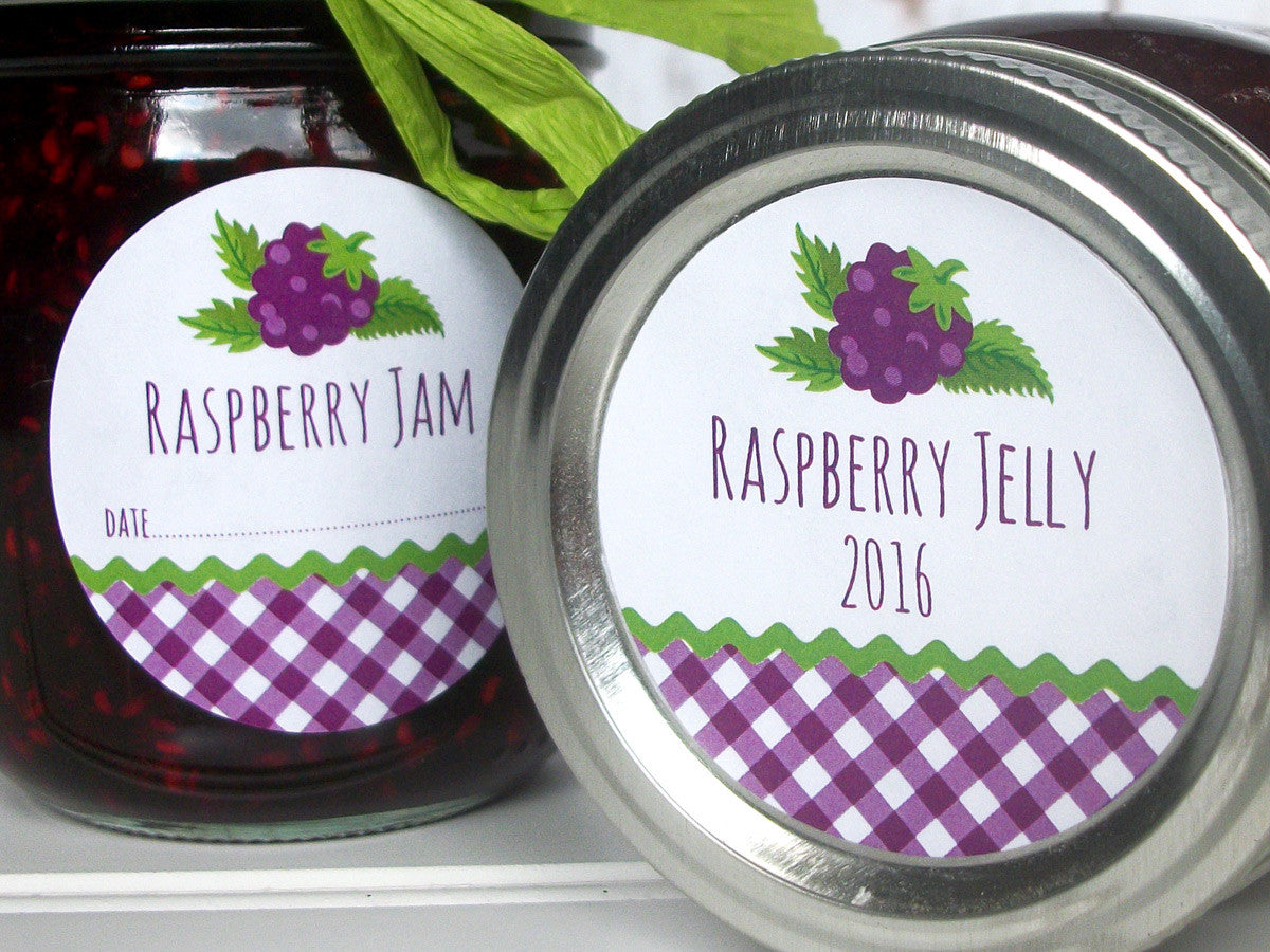 Gingham Black Raspberry Jam & Jelly Canning Labels | CanningCrafts.com