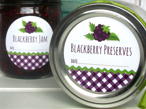Gingham Blackberry Preserves Canning Labels | CanningCrafts.com