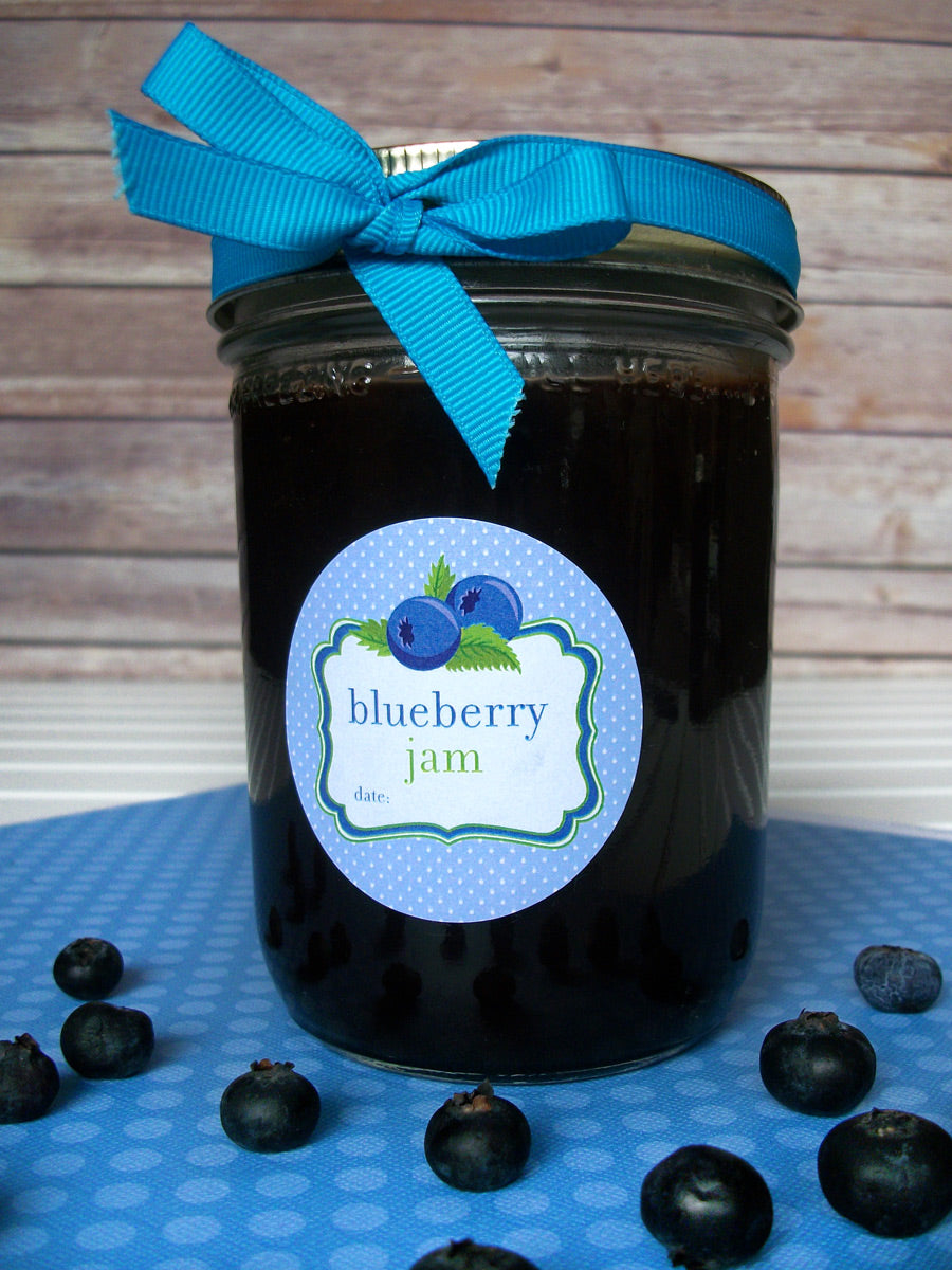 Cute Blueberry Jam Mason Canning Jar Labels | CanningCrafts.com
