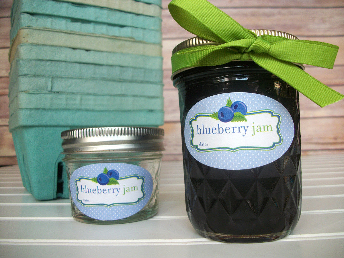 Oval Blueberry Jam Quilted Canning Jar Labels | CanningCrafts.com