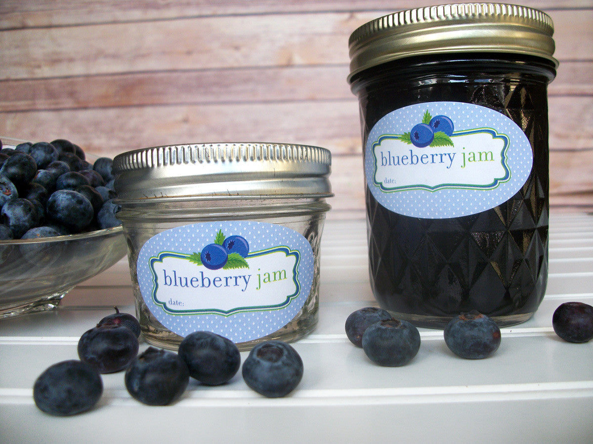 Quilted canning jar labels for blueberry jam jars | CanningCrafts.com