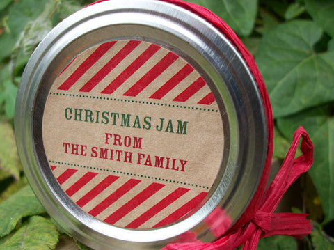 Custom Candy Cane Striped Christmas Canning Labels | CanningCrafts.com