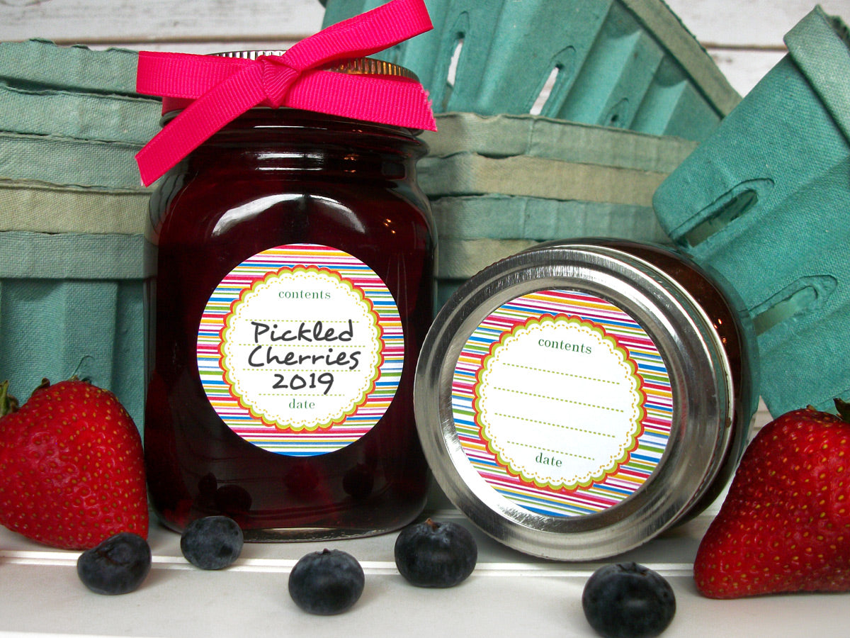 Candy Stripes Jam & Jelly Jar Canning Labels | CanningCrafts.com