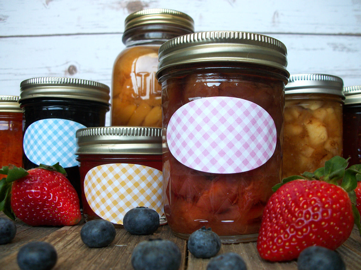 Checkered Oval Canning Jar Labels | CanningCrafts.com