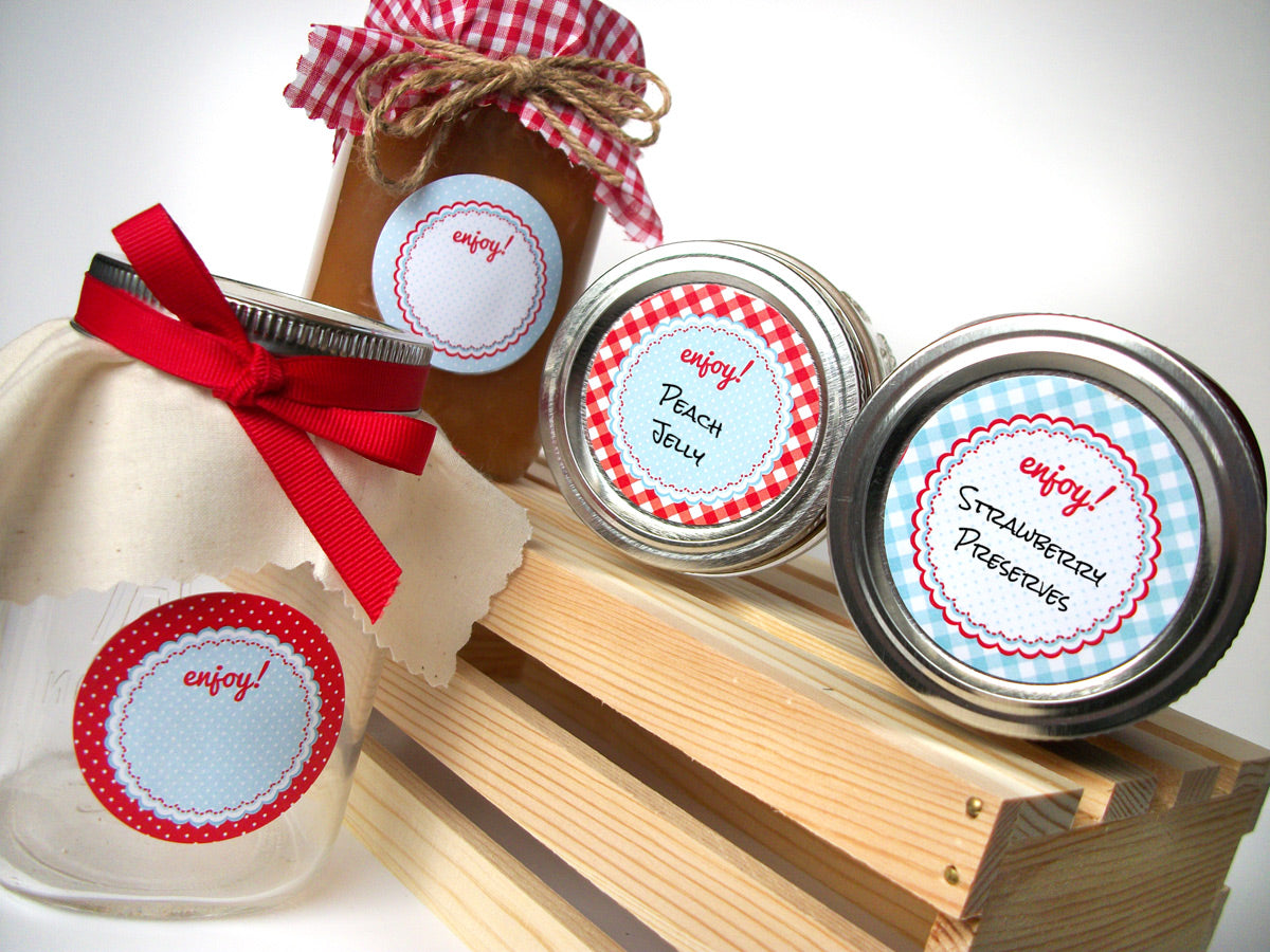 Cottage Chic Red & Blue Canning Labels  | CanningCrafts.com