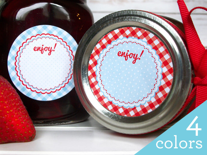 Cottage Chic Red & Blue Canning Labels  | CanningCrafts.com