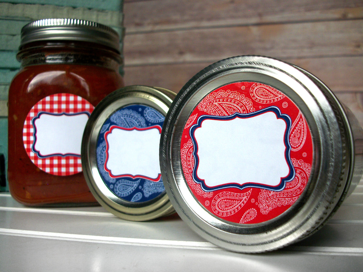 Cowboy Paisley Gingham Mason Canning Jar Labels | CanningCrafts.com