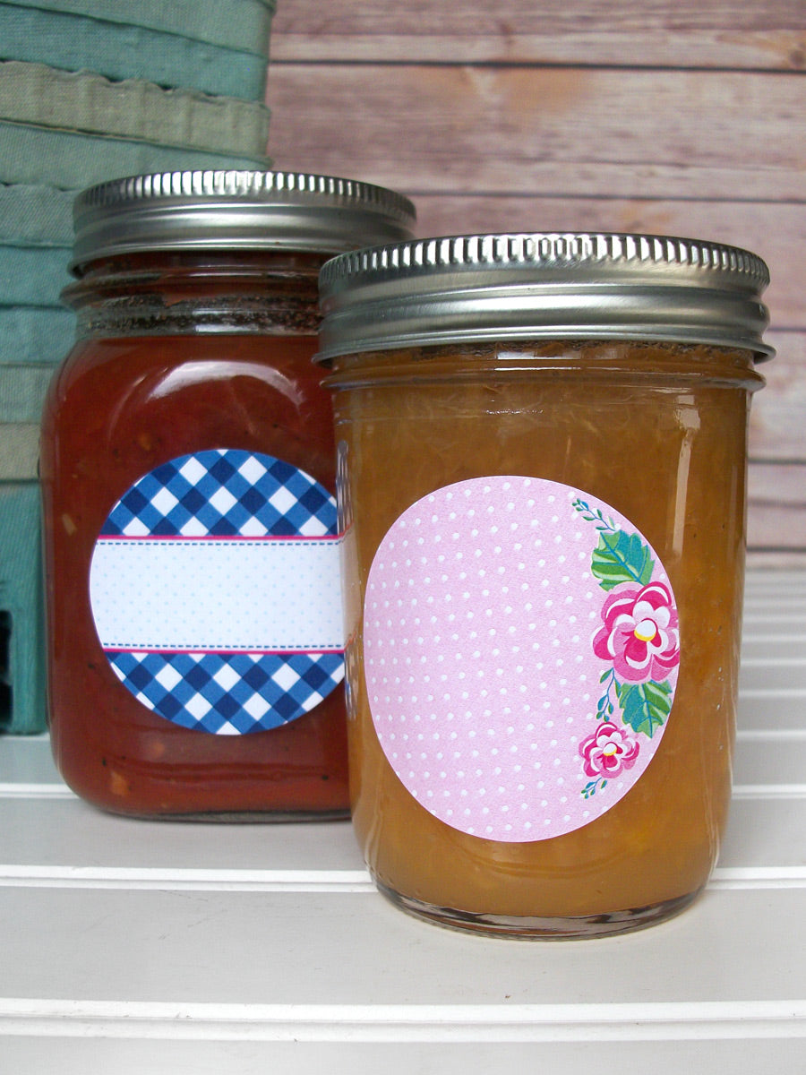 Cowgirl Floral Gingham Jam & Jelly Canning Labels | CanningCrafts.com