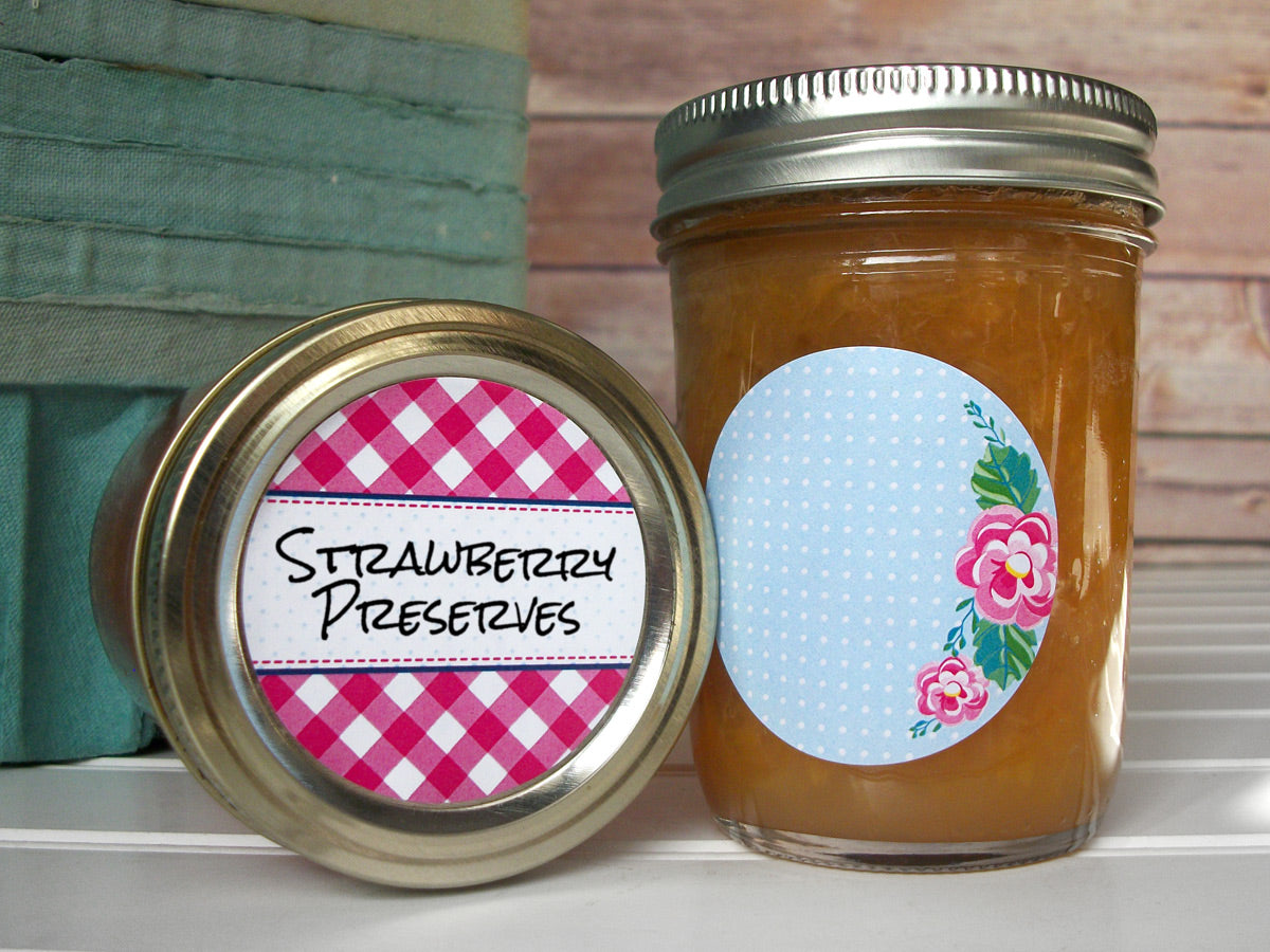 Cowgirl Floral Gingham Canning Labels | CanningCrafts.com