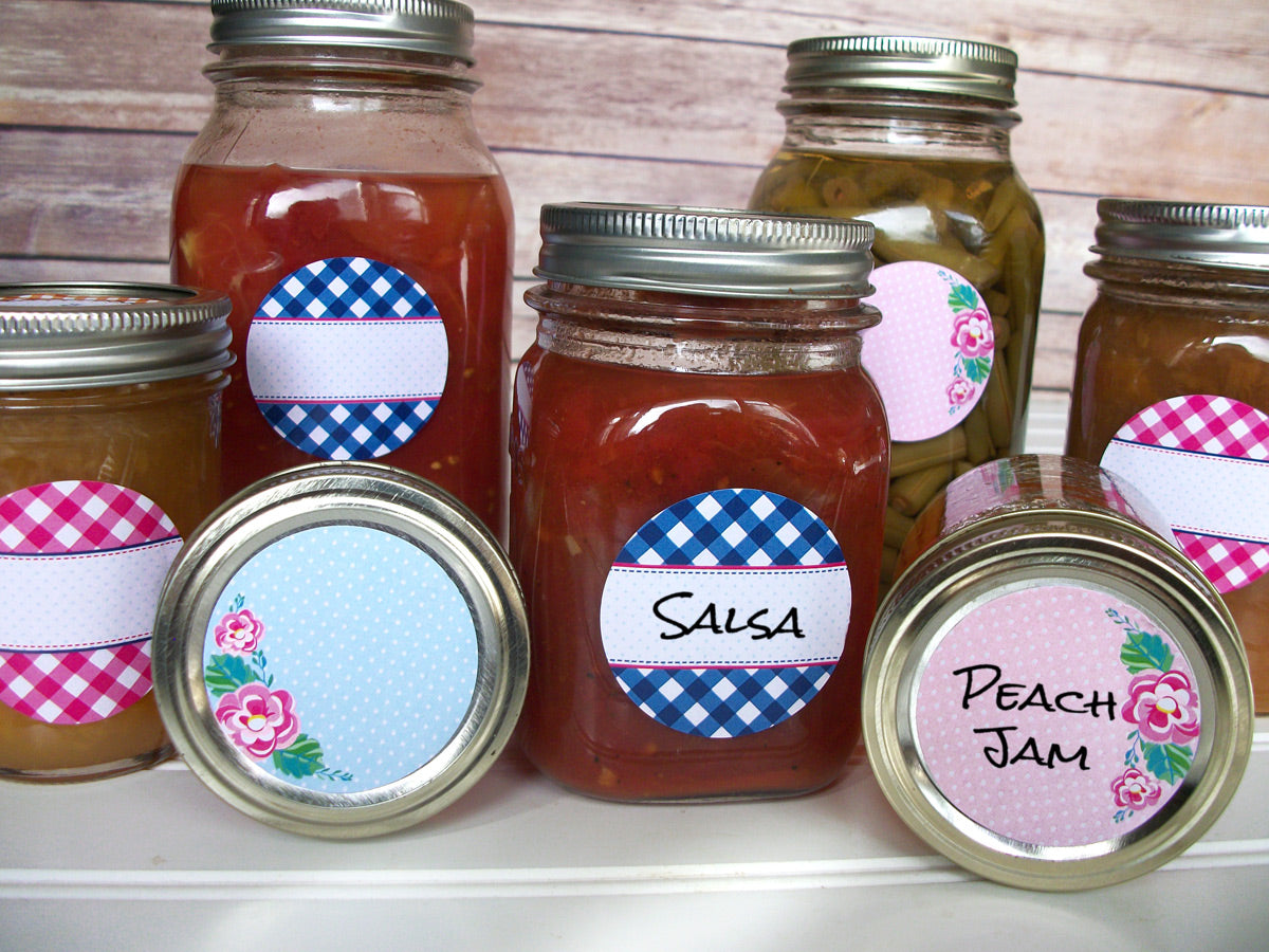 Cowgirl Floral Gingham Canning Labels | CanningCrafts.com