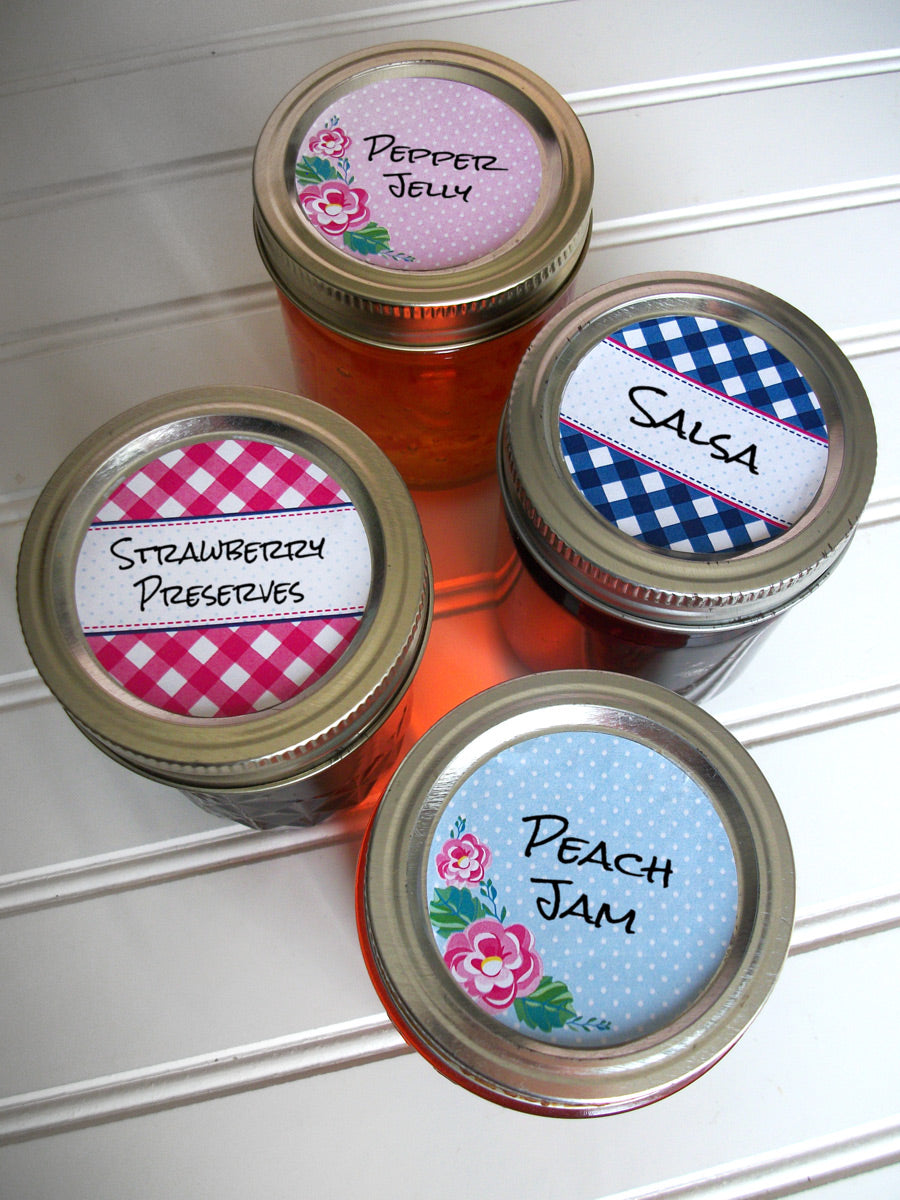 Cowgirl Floral Gingham Jam Jar Canning Labels | CanningCrafts.com