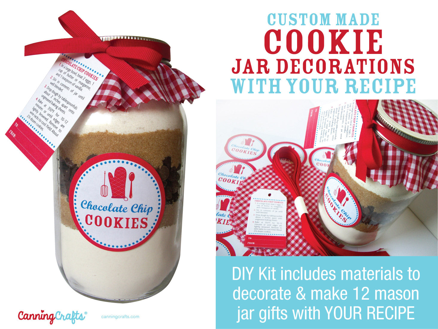 Custom Cookie Mason Jar Kit decorations made for YOUR recipe | CanningCrafts.com