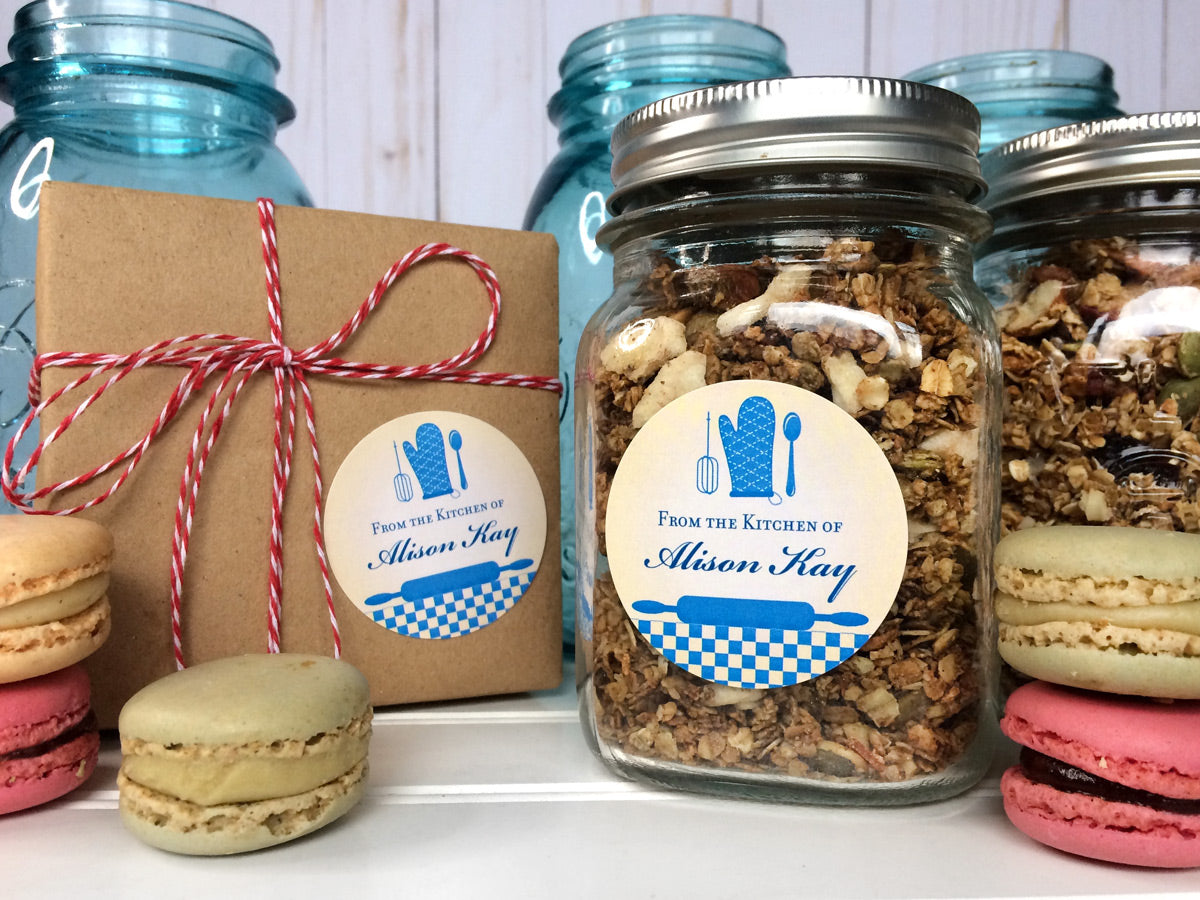 Custom Blue From the Kitchen of Labels for mason jars & bakery boxes | CanningCrafts.com