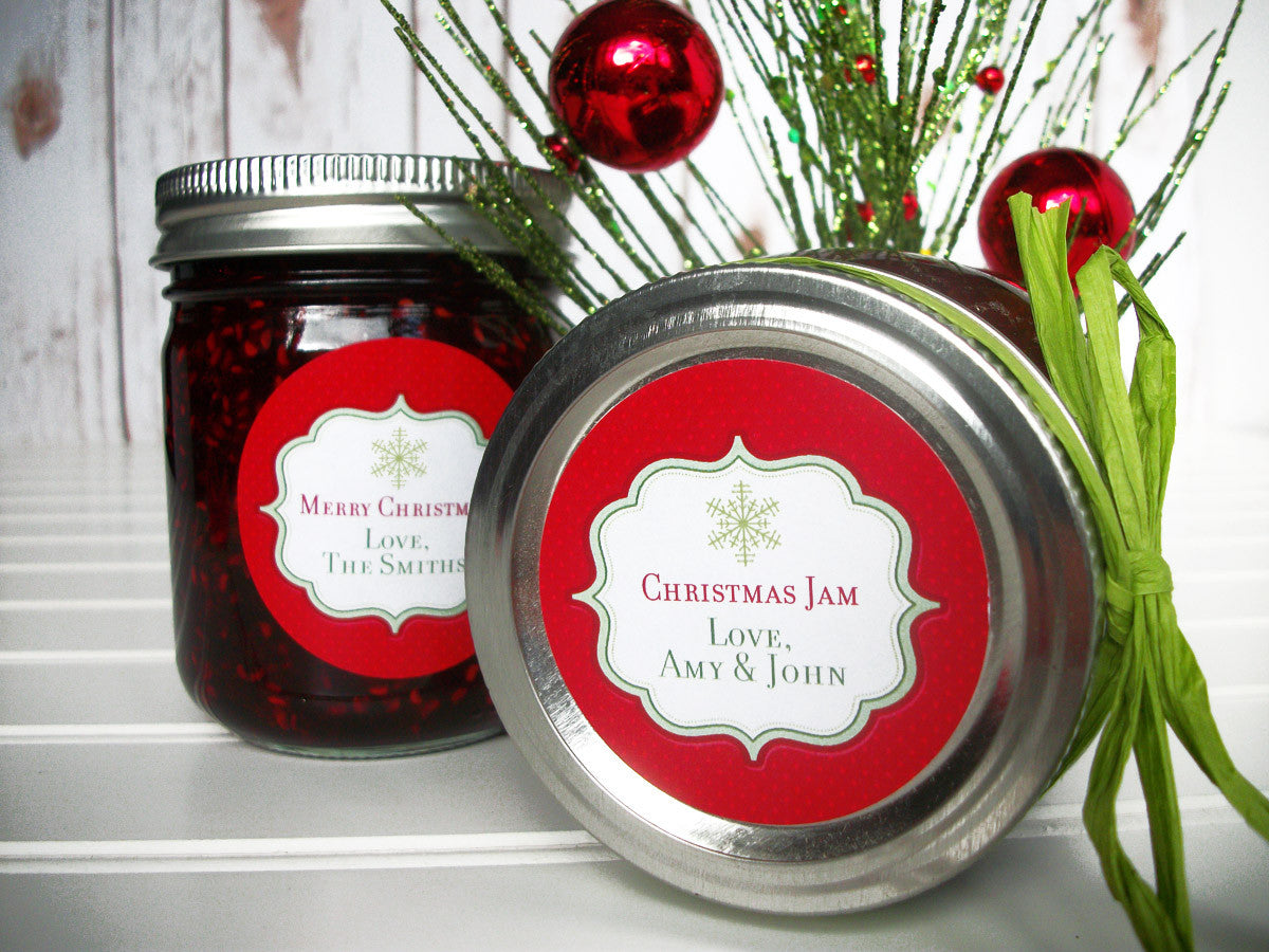 Custom Red Christmas Canning Labels, holiday snowflake stickers –  CanningCrafts