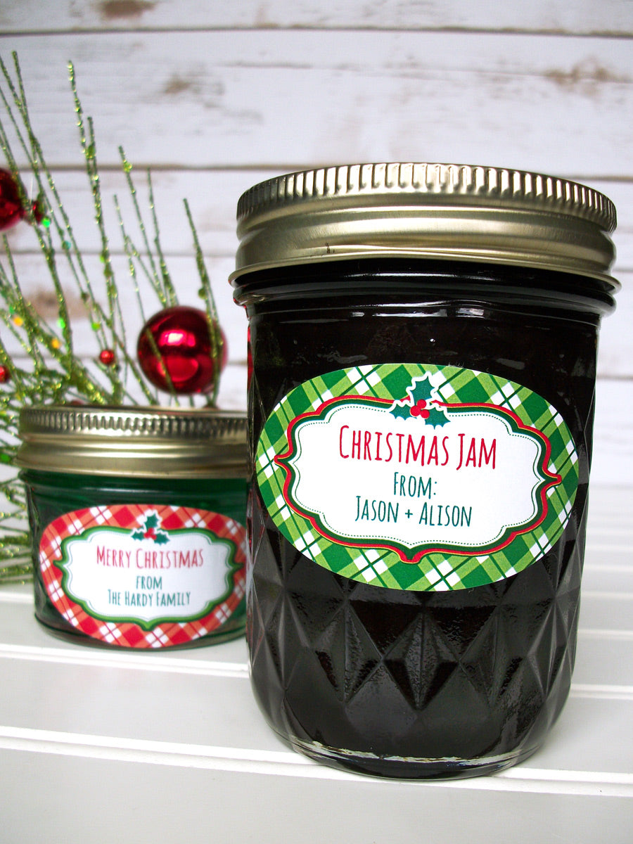 Custom Oval Christmas Canning Labels fit quilted Ball jars | CanningCrafts.com