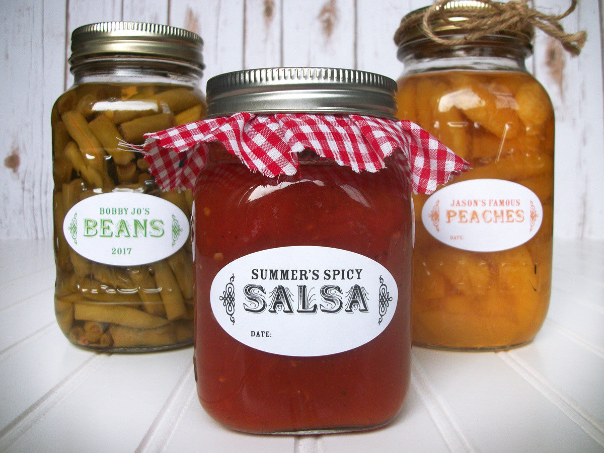 Colorful Oval Custom Canning Labels for quilted jam jars – CanningCrafts