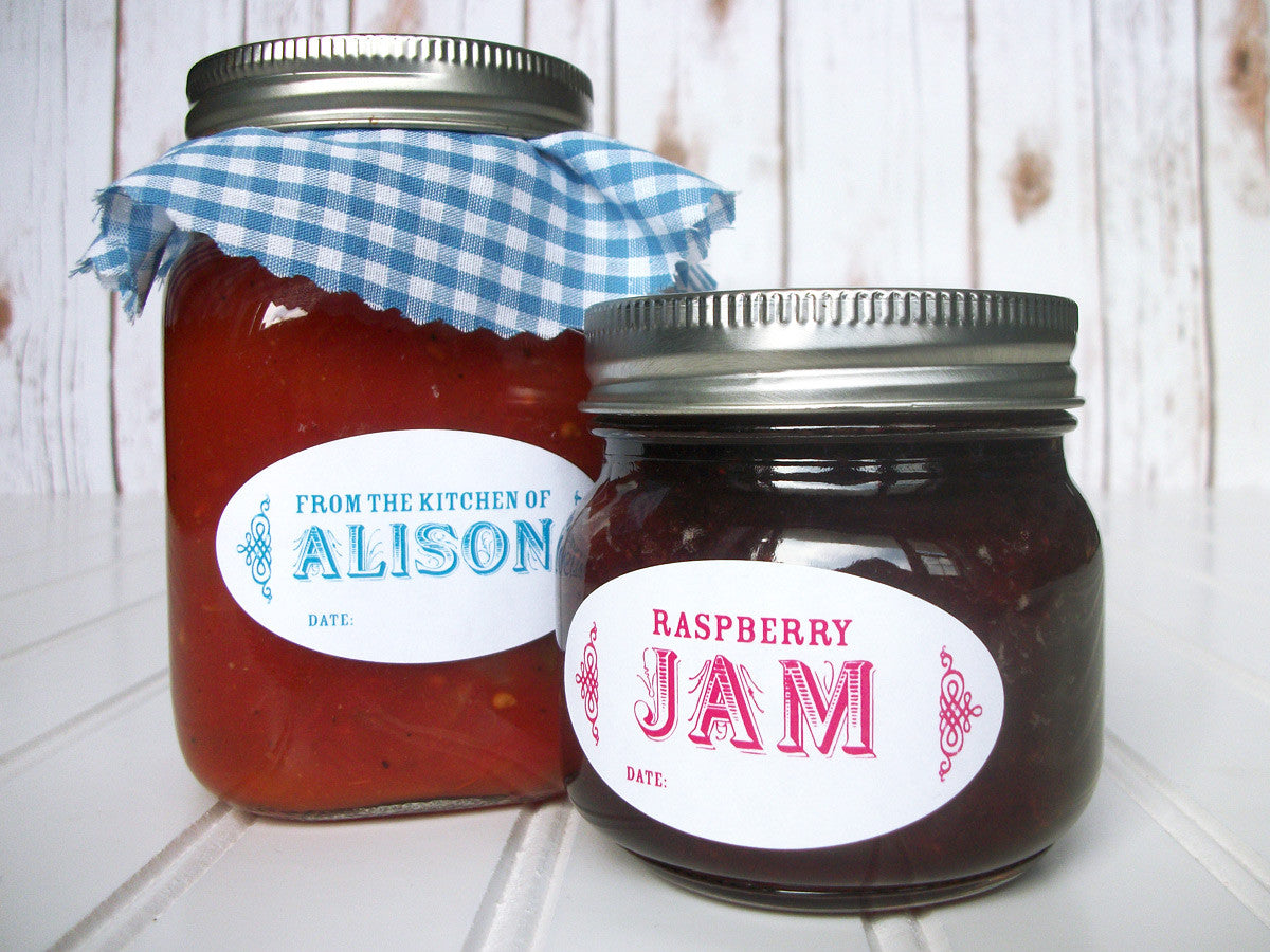 Customizable Canning Labels Colorful Oval Custom Canning Labels for quilted jam jars – CanningCrafts