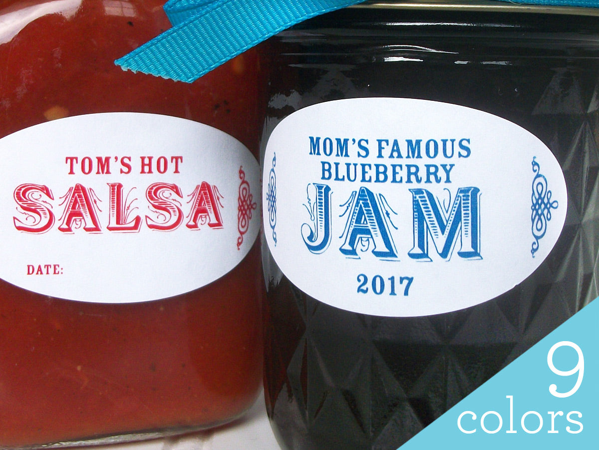 Customizable Canning Labels Colorful Oval Custom Canning Labels for quilted jam jars – CanningCrafts