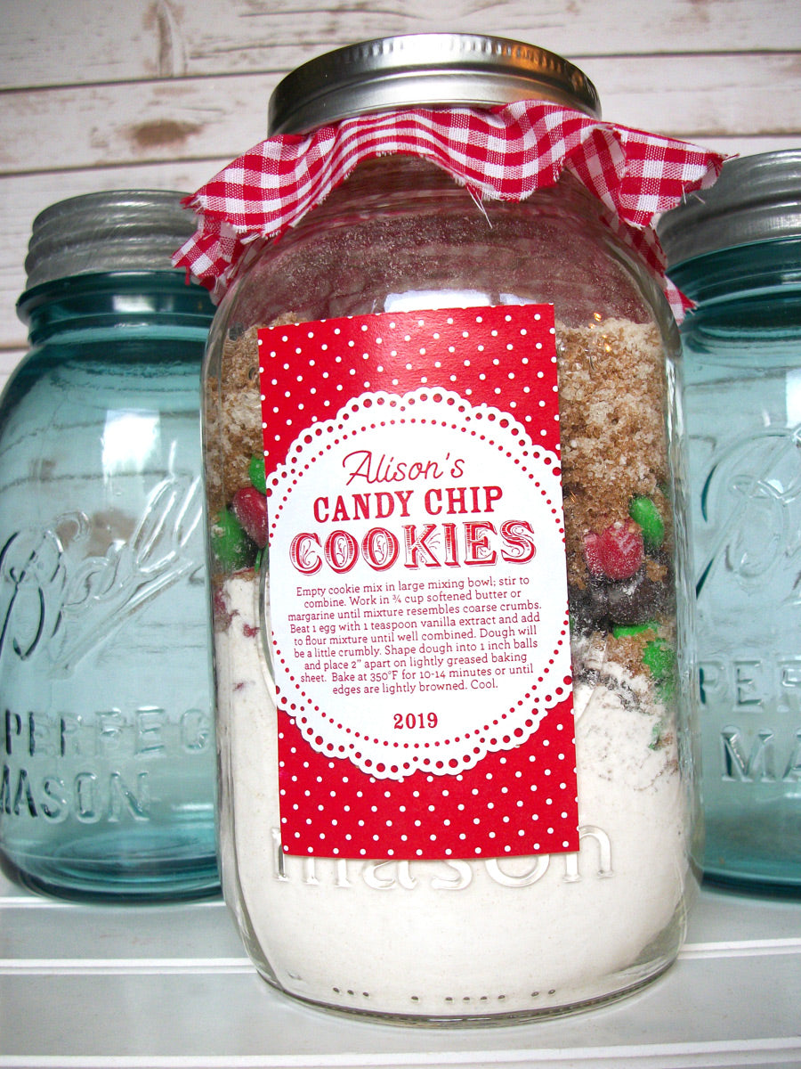 Custom Colorful Doily Rectangle Canning Labels for cookie mason jar gifts | CanningCrafts.com