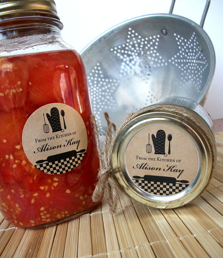 Custom Black Gingham Kitchen Canning Jar Labels | CanningCrafts.com
