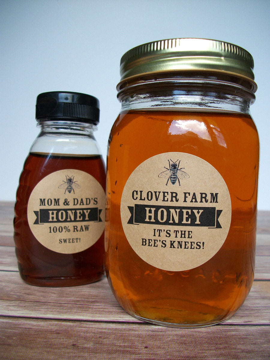 Custom Kraft Rubber Stamp Honey Labels gift for backyard