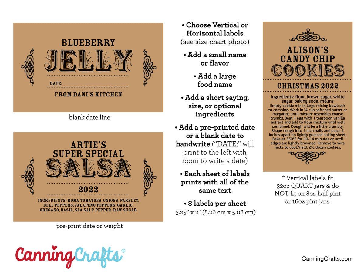 Custom Kraft Rectangle Canning Labels for jam & salsa | CanningCrafts.com