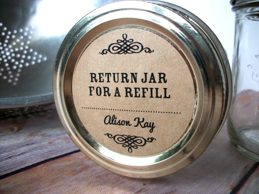 Custom Kraft Return Jar for a Refill Canning Labels