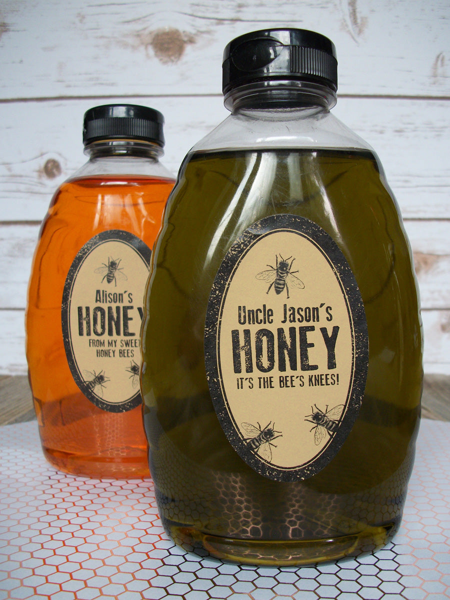 Custom Kraft Rubber Stamp Large Oval Honey Labels | CanningCrafts.com