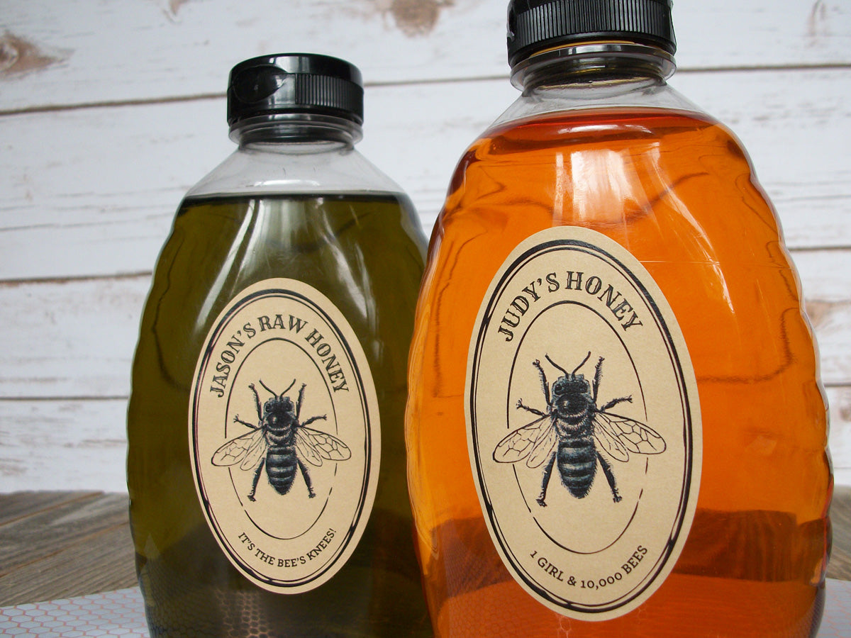 Custom Kraft Seal Large Oval Honey Labels | CanningCrafts.com