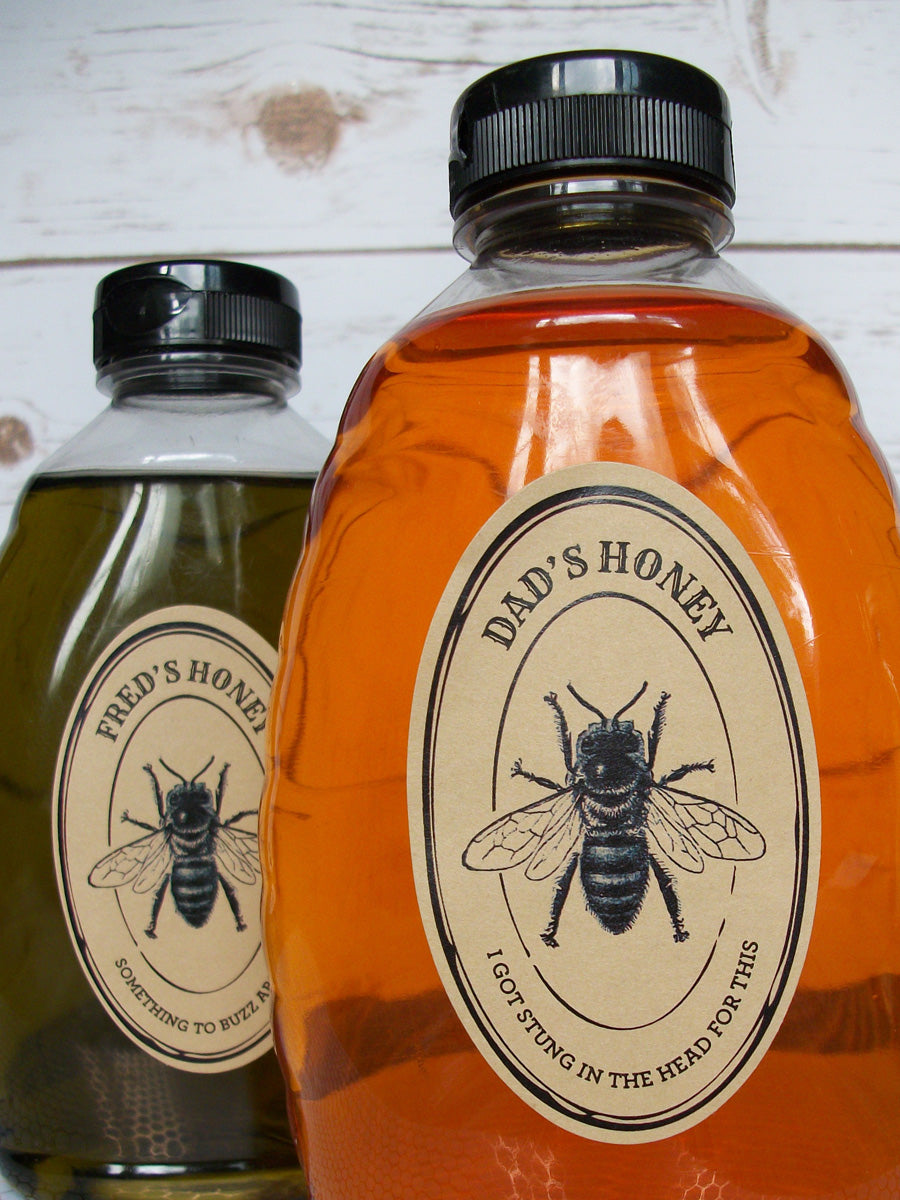 Custom Kraft Seal Large Oval Honey Bottle Labels | CanningCrafts.com