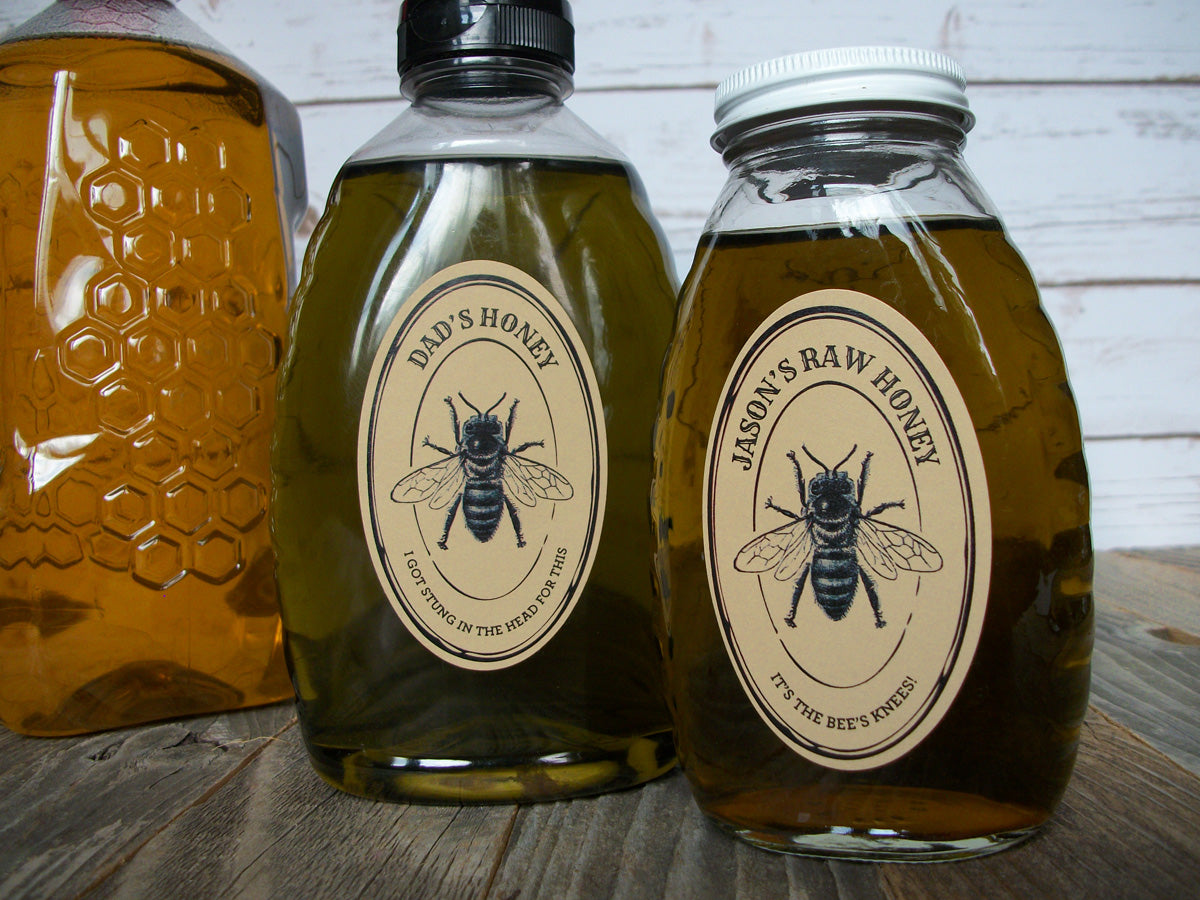 Custom Kraft Seal Large Oval Honey Jar Labels | CanningCrafts.comJ