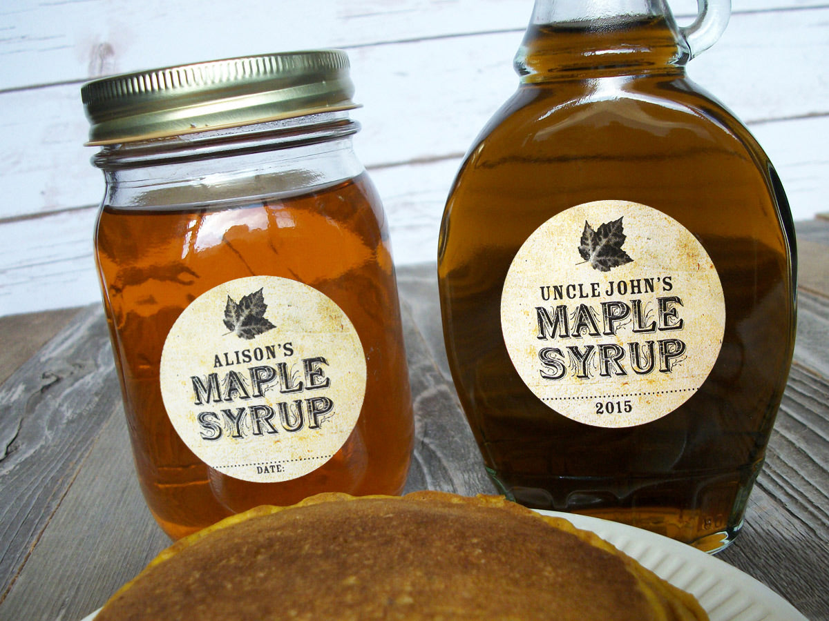 Syrup Labels Custom Vintage Maple Syrup Bottle Labels for backyard home sugaring ...