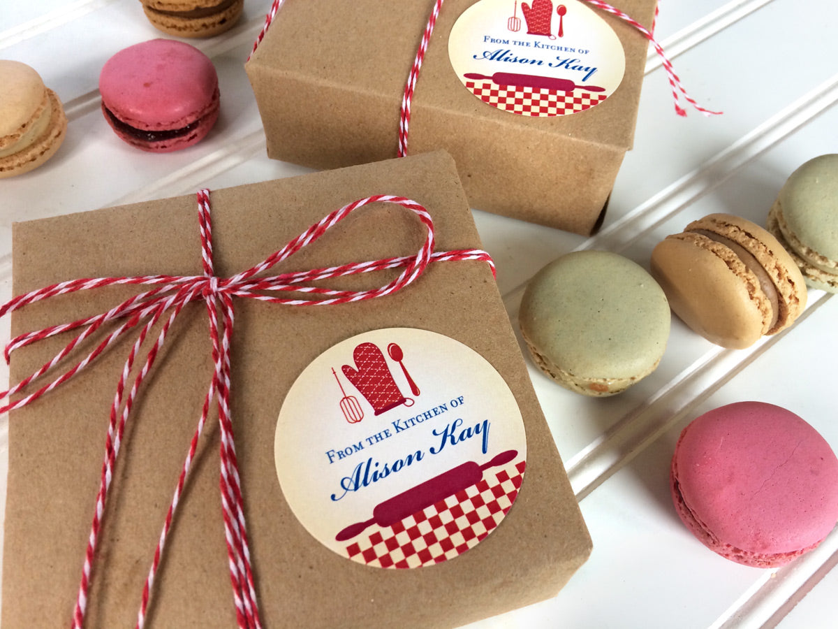 Custom Red Kitchen Labels for bakery boxes | CanningCrafts.com