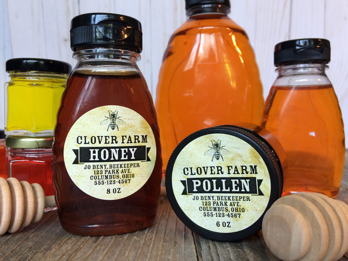 Custom vintage honey bottle and pollen labels | CanningCrafts.com