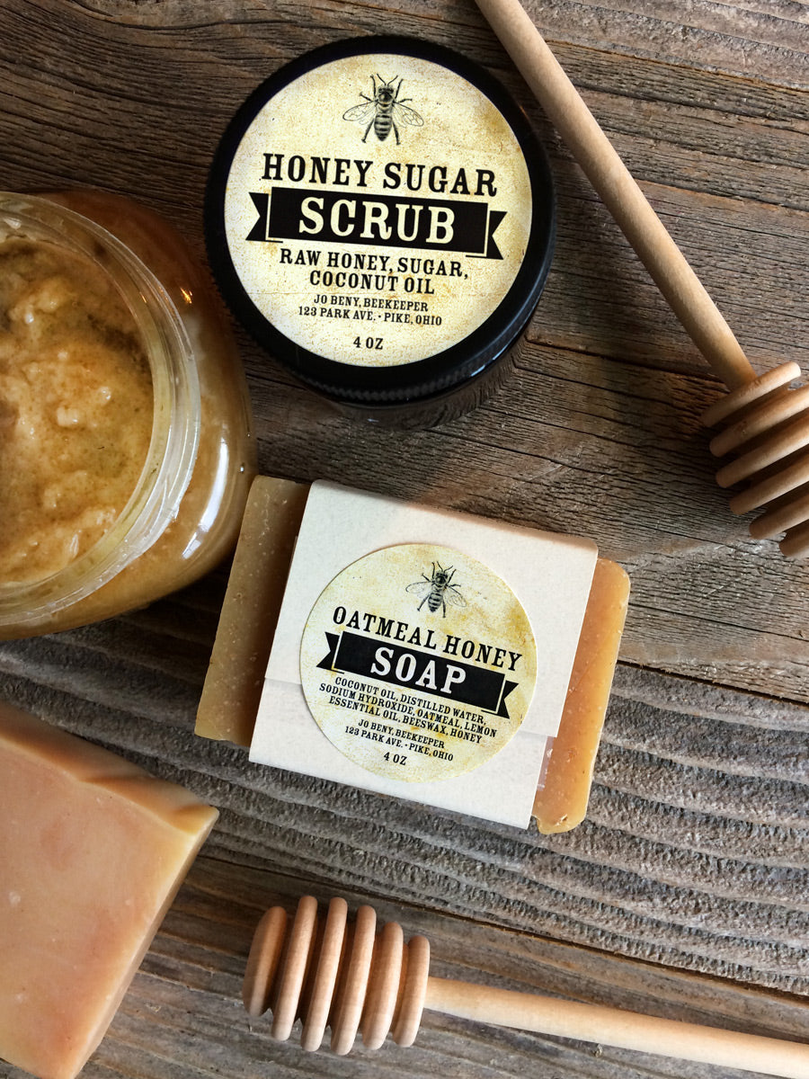 Custom vintage honey soap and sugar scrub labels | CanningCrafts.com