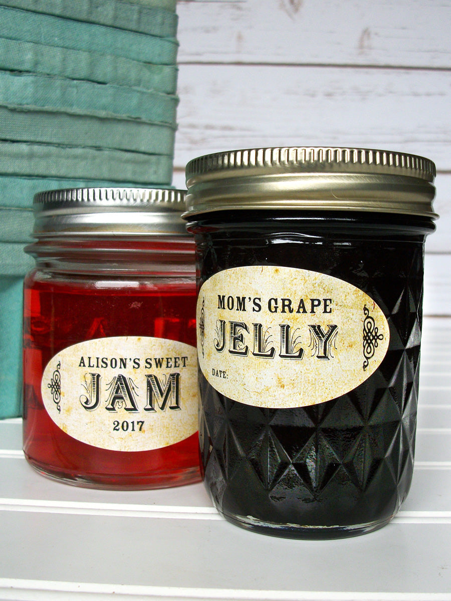 Custom Vintage Oval Jam Jar Canning Labels | CanningCrafts.com