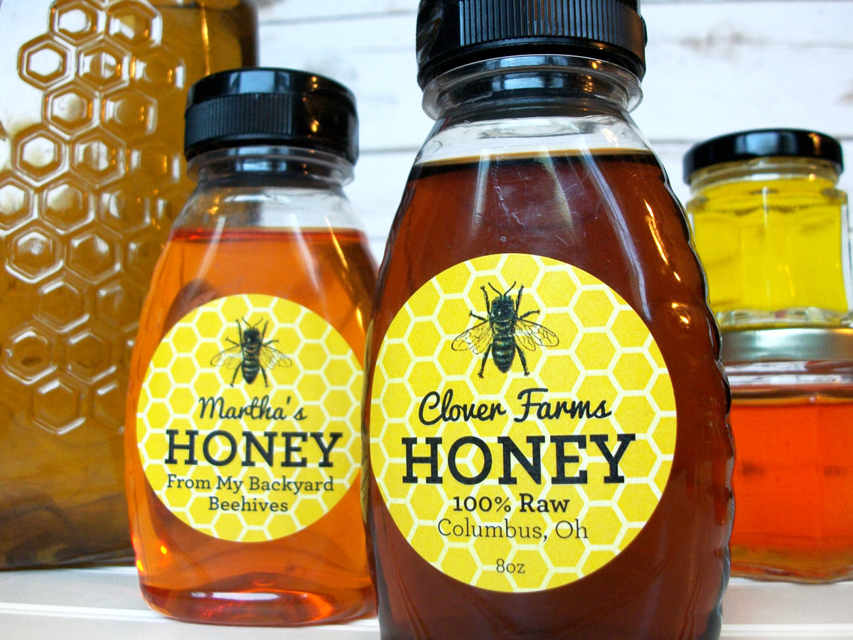 custom yellow & black honey label for backyard beekeepers | CanningCrafts.com