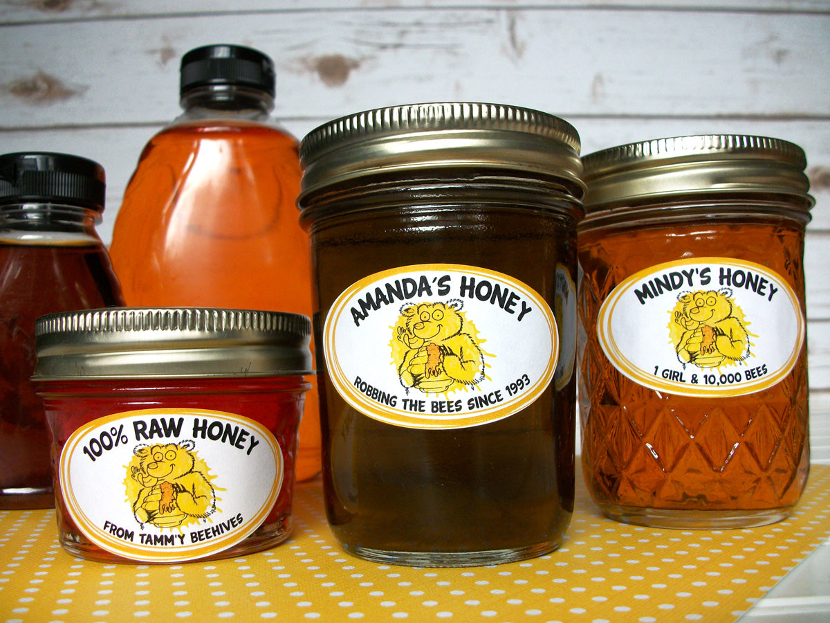Custom Cute Bear honey oval jar labels | CanningCrafts.com