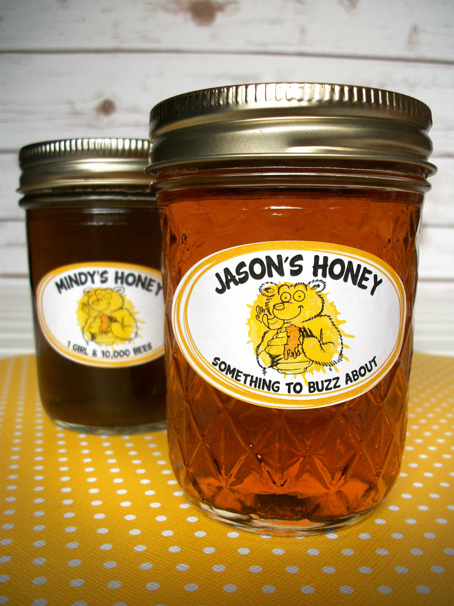Custom Cute Bear oval honey jar labels | CanningCrafts.com