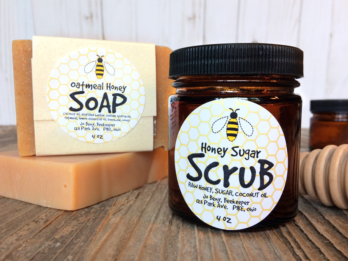 Cute honey bee custom soap and sugar scrub labels | CanningCrafts.com