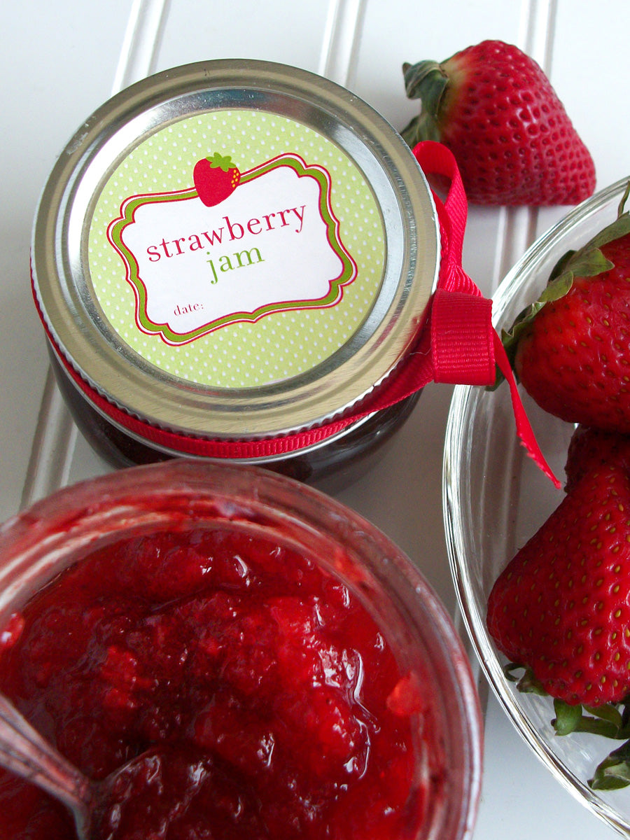 Strawberry Jam Mason Canning Jar Labels | CanningCrafts.com