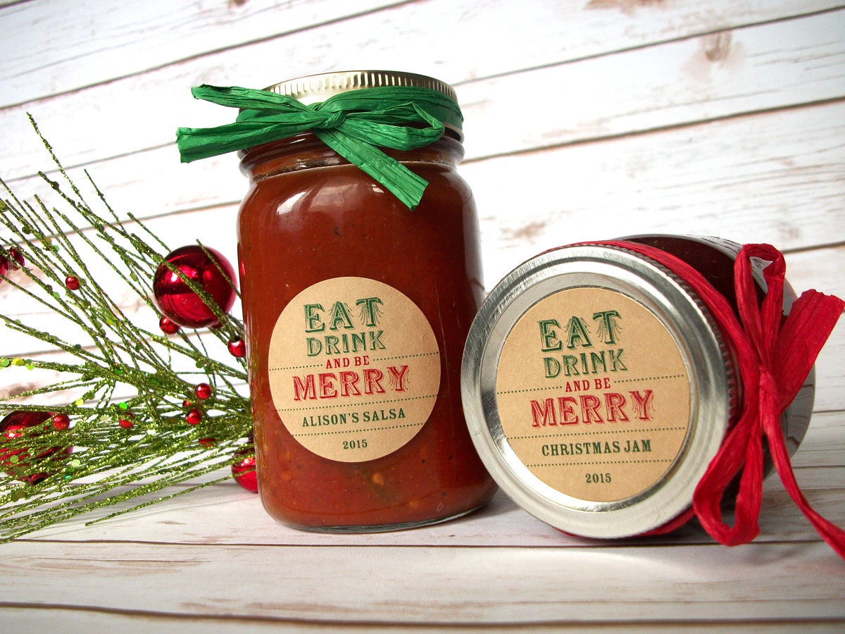 Eat Drink & Be Merry Christmas Canning Jar Labels | CanningCrafts.com
