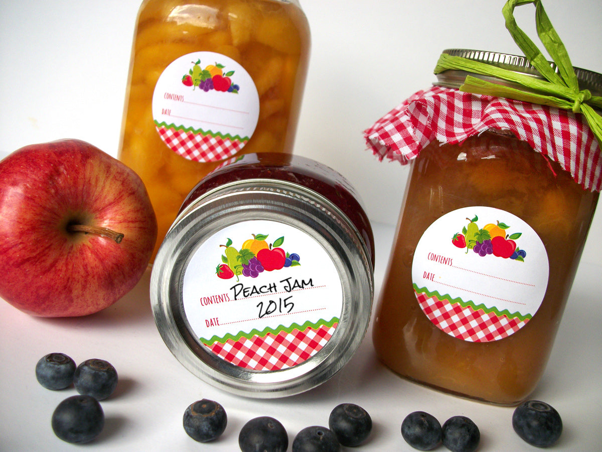 Gingham Fruit Canning Jar Labels | CanningCrafts.com