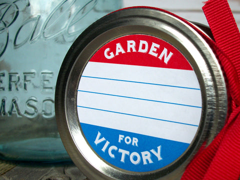 Patriotic red white & blue Garden for Victory mason jar labels | CanningCrafts.com
