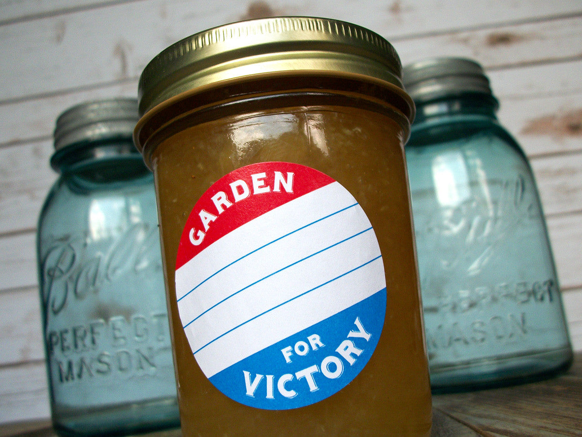 Patriotic red white & blue Garden for Victory canning labels | CanningCrafts.com