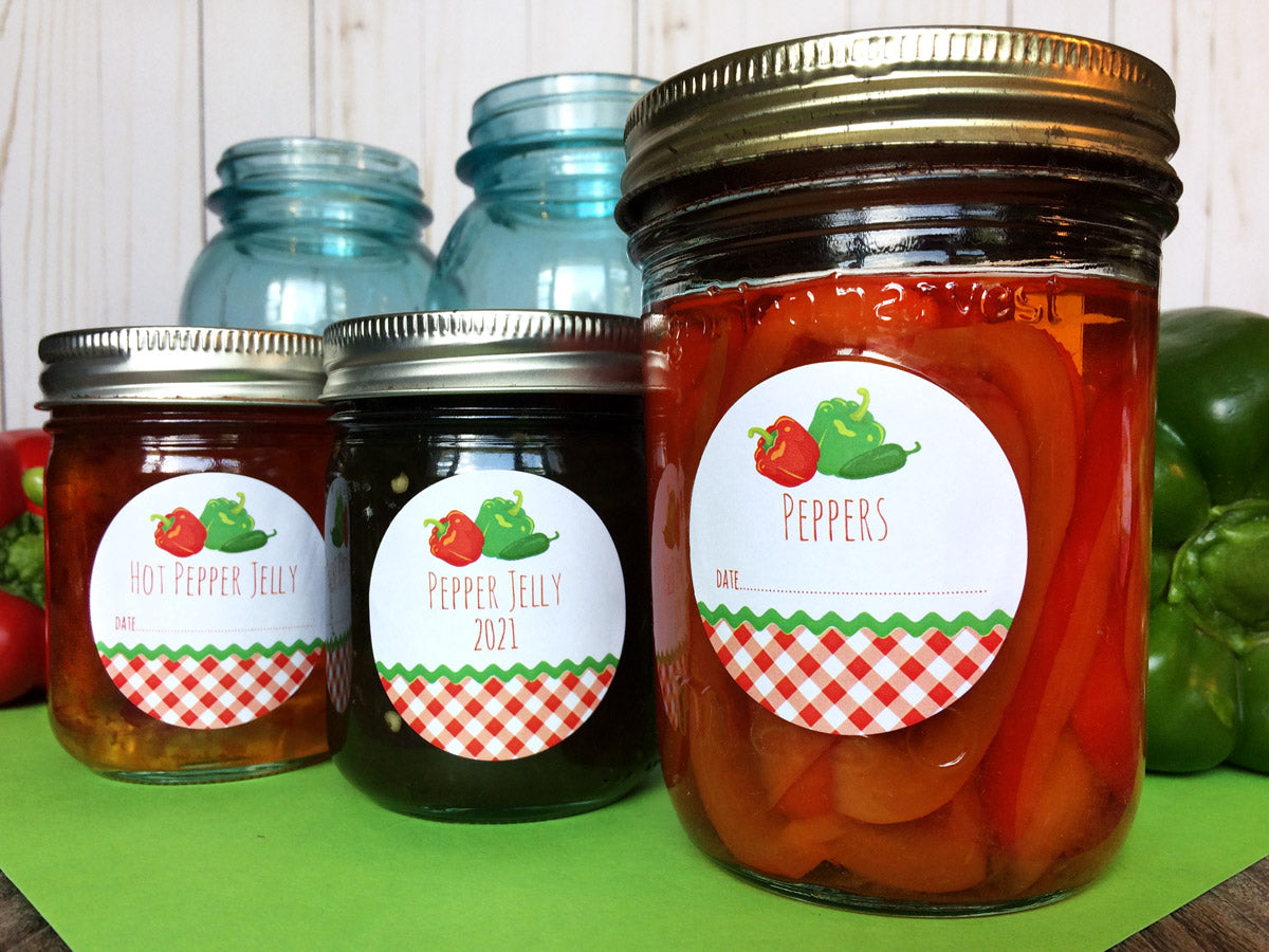 Gingham Hot Pepper Jelly Canning Labels | CanningCrafts.com