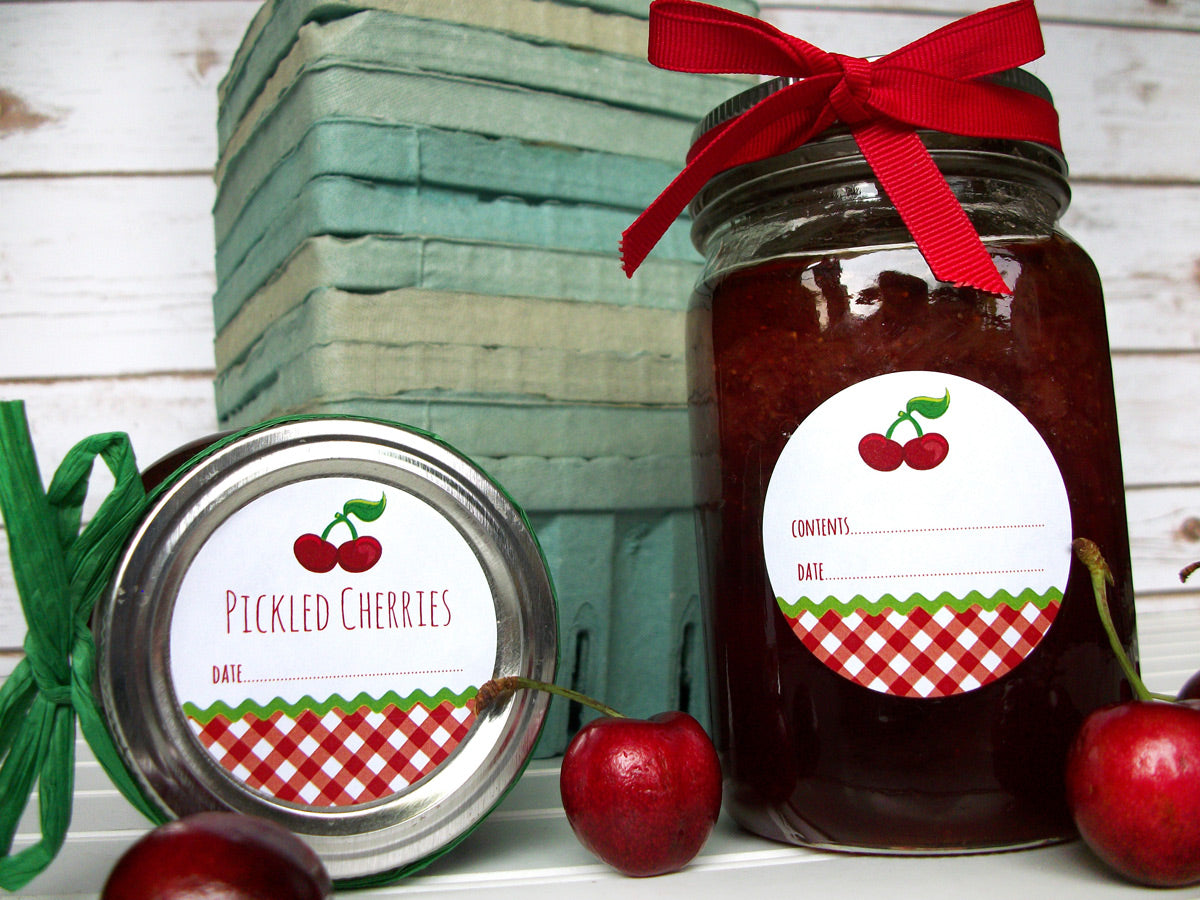 Gingham Cherry Canning Labels | CanningCrafts.com