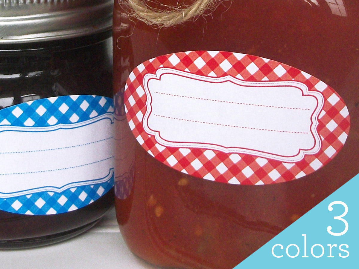 Classic Gingham Oval Canning Labels | CanningCrafts.com