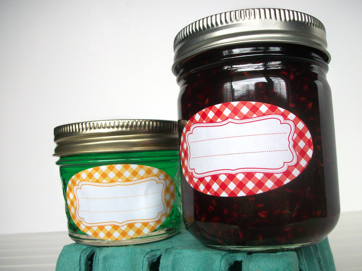 Classic Gingham Oval Canning Labels | CanningCrafts.com